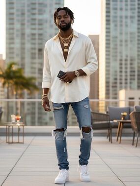 MNML Light Blue Straight Leg Jeans